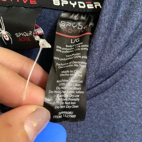Spyder Active Pullover Shirt Mens Large Blue Quarter Zip Stretch Activewear NEW - Picture 8 of 12